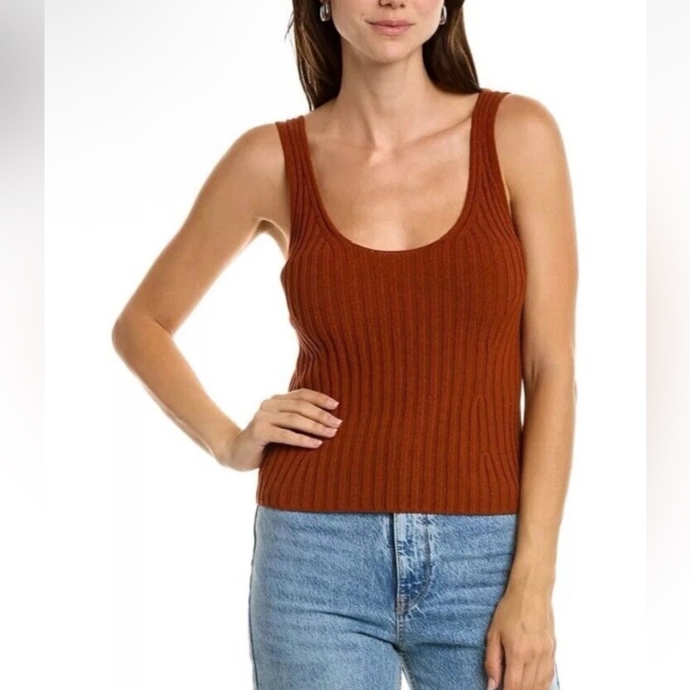 Vince Women's Tie Back Ribbed Tank Size M in Rust Amber, NEW NWOT, MSRP $245